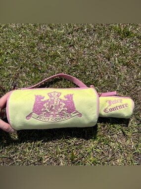 Juicy Couture yellow Pink Barrel Bag Y2K Velour Logo Rare NWT